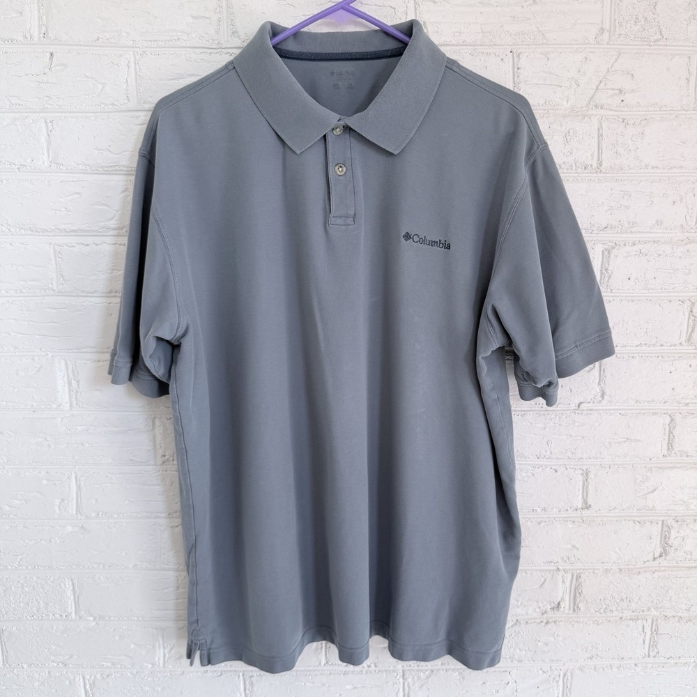 COLUMBIA Polo SHIRT All COTTON Blue CLASSIC‎ Casual GOLF Collar MEN size XL